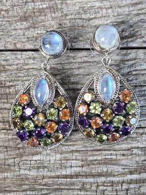Nicky Butler RAJ COLLECTION LIMITED EDITION Moonstone Amethyst Topaz Earrings NB